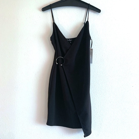 Lulus Dresses & Skirts - Lulu’s Black Make My Night Bodycon Wrap Mini Dress